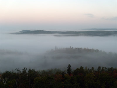 Morning Fog fills the valleys, leaving just a few ridgelines in view