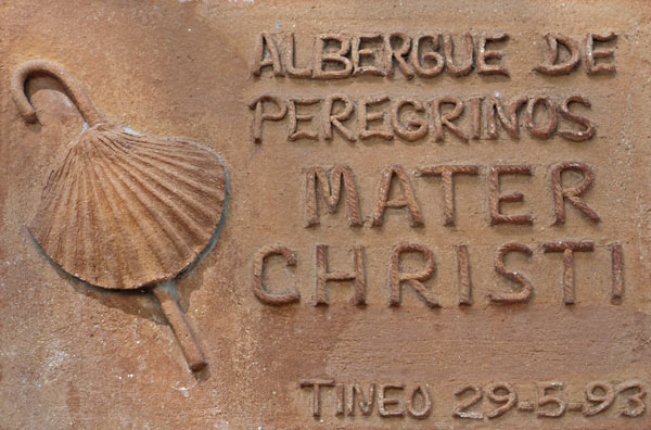 Unique clay sign for Albergue