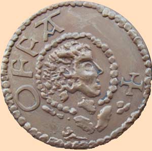 Medallion with King Offa's image.