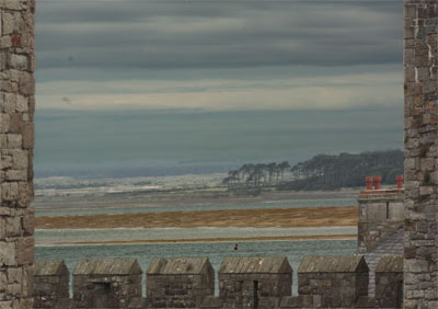 Sky and Menai Strait from Caernarfon Castle