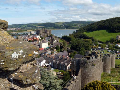 The wall and the Castle in Conwy. That's me in the lower middle of the Photo.